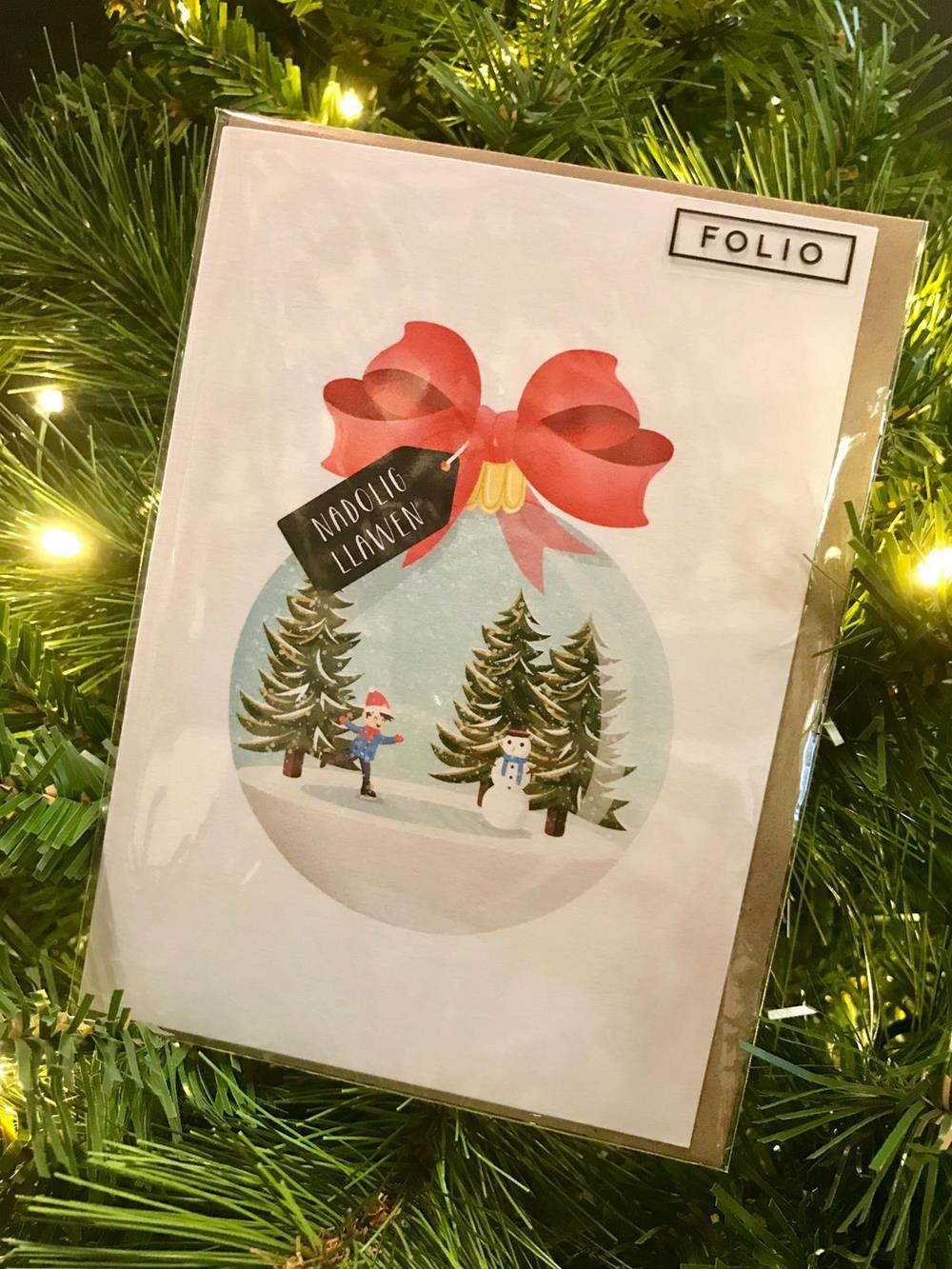 Nadolig Llawen Snow Globe Card