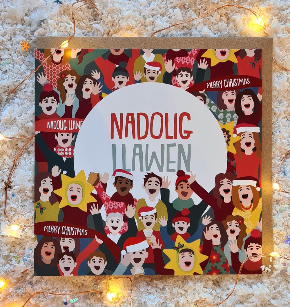 Nadolig Llawen Welsh Crowd Card