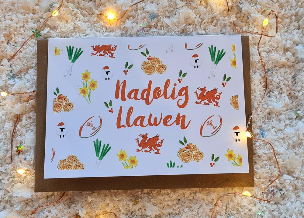 Nadolig Llawen Welsh Symbols Card