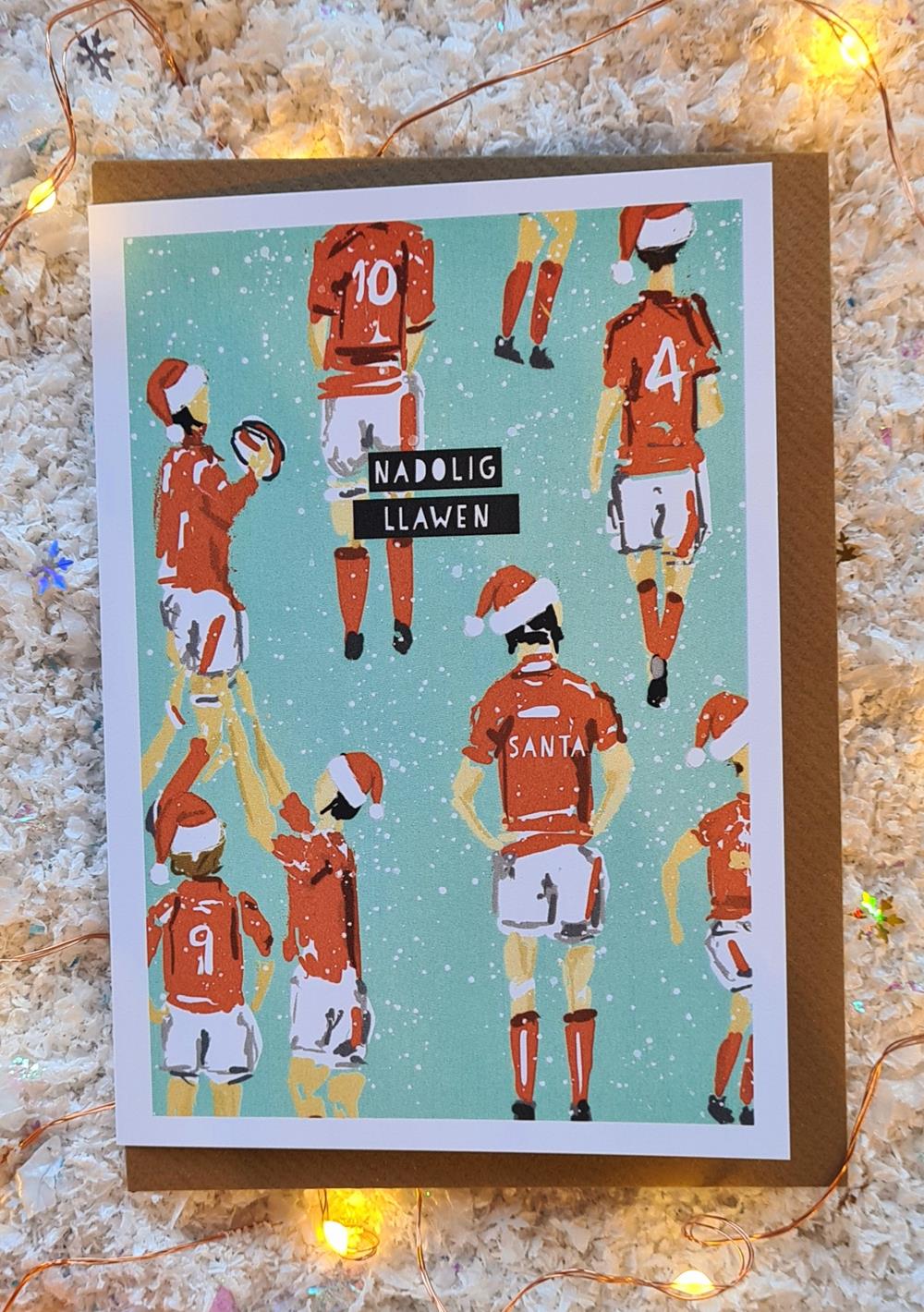 Nadolig Llawen Rugby Player Card