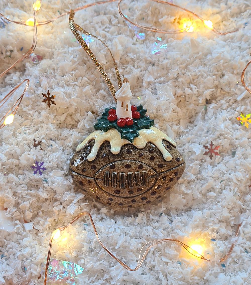 Rugby Pudding Christmas Decoration