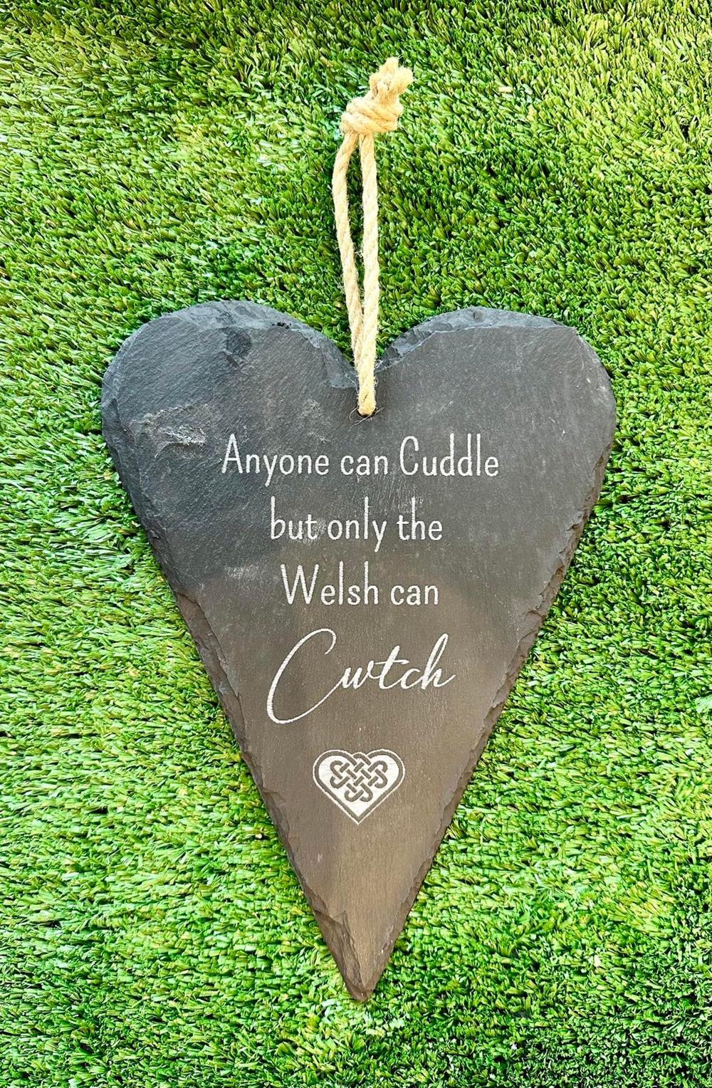 Welsh Slate Cwtch Heart