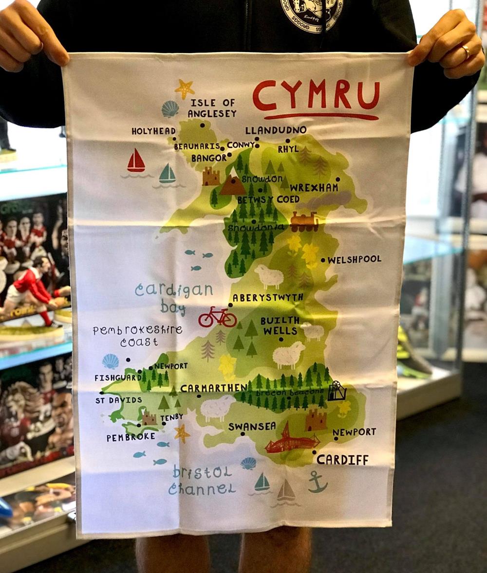 Cymru Map Tea Towel