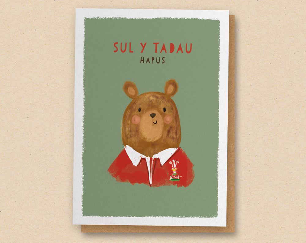 Sul Y Tadau Hapus Welsh Bear Card