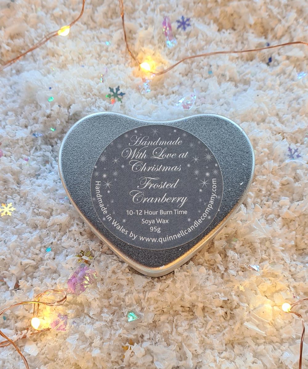 Christmas Quinnell Candle Heart Tin *Last Stock*