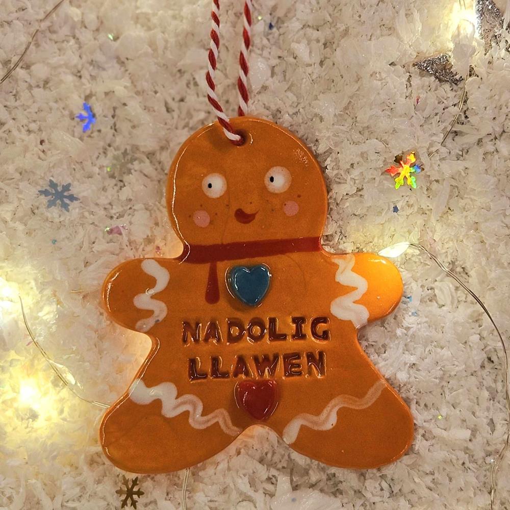 Gingerbread Man Nadolig Llawen Decoration