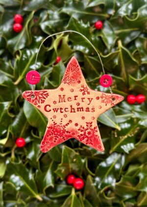 Merry Cwtchmas Ceramic Star