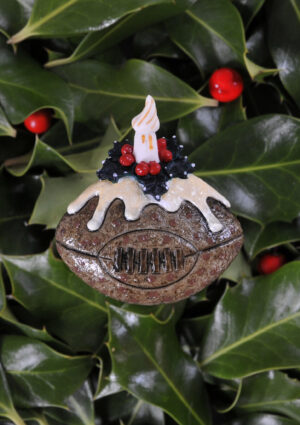 Rugby Pudding Christmas Decoration