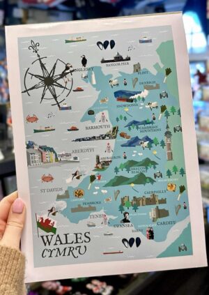 Wales Cymru Map A4 Print