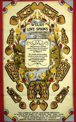 Welsh Lovespoons Tea Towel