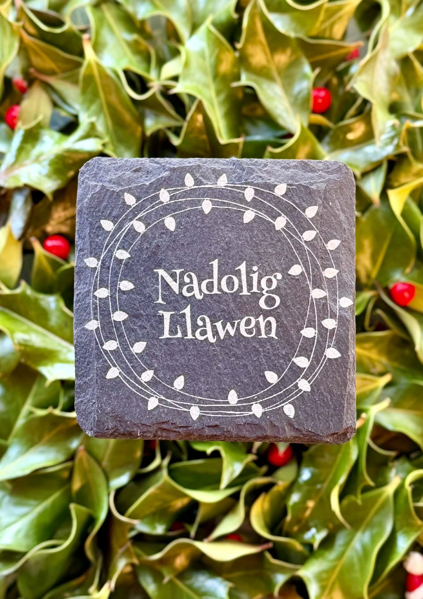 Nadolig Llawen Slate Coaster